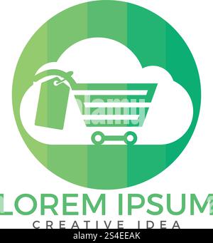 Cloud Shoping Logo Design. Vector Online Shop Logo Template Stock Vector