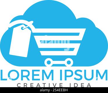 Cloud Shoping Logo Design. Vector Online Shop Logo Template Stock Vector