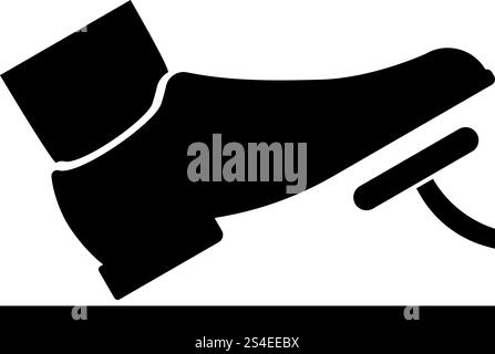 Foot pushing the pedal gas pedal brake pedal auto service concept icon black color vector illustration flat style simple image Stock Vector