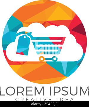 Cloud Shoping Logo Design. Vector Online Shop Logo Template Stock Vector