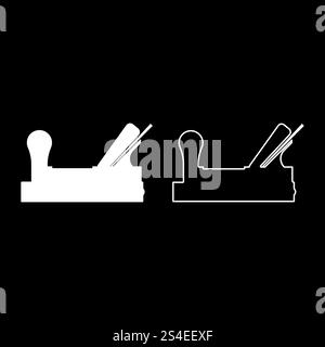 Jointer plane with wood icon set white color vector illustration flat style simple image Stock Vector
