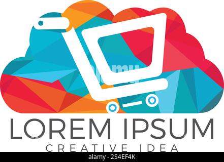 Cloud Shoping Logo Design. Vector Online Shop Logo Template Stock Vector