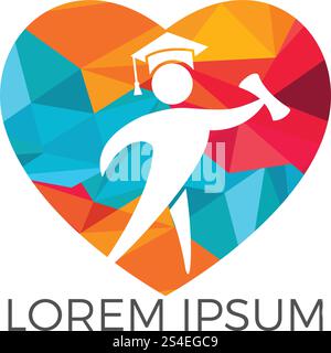Student heart shape logo design. Education vector design template. Stock Vector