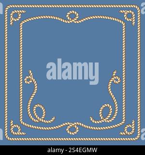 Nautical ropes vector frames set. Illustration of sailor rope border. Nautical ropes vector frames set Stock Vector