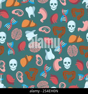Internal human organs seamless pattern. Anatomy biology medicine, vector illustration. Internal human organs seamless pattern Stock Vector