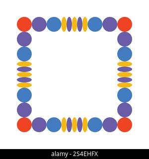 Colorful Bauhaus Frame with Corrugated Edges Isolated on White. Wiggly Simple Zig Zag Border. Stock Vector