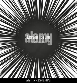 White radial speed lines chalkboard backdrop. Action explosion background. Vector illustration. White radial speed lines Stock Vector