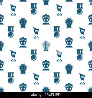 Awards, trophy and prizes seamless pattern - winner seamless texture. Vector illustration. Awards, trophy and prizes seamless pattern - winner seamless texture Stock Vector