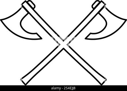 Two battle axes vikings icon black color vector illustration flat style simple image Stock Vector