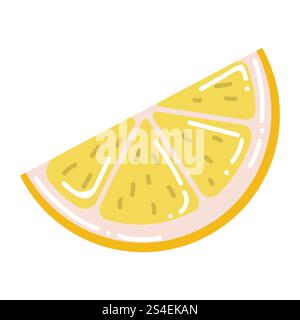 Cute cartoon lemon slice in flat style. Fruit isolated on white background. Stock Vector
