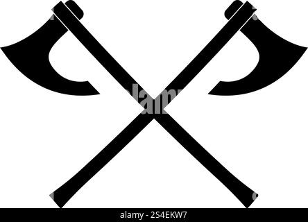 Two battle axes vikings icon black color vector illustration flat style simple image Stock Vector