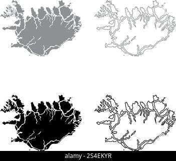 Map of Scandinavia icon set grey black color vector illustration ...