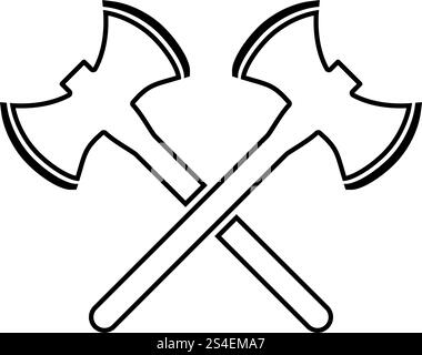 Two double-faced viking axes icon black color vector illustration flat style simple image Stock Vector
