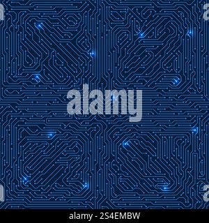 Circuit board vector seamless texture. Sci fi electronic background. Electronic technology mainboard seamless illustration. Circuit board vector seamless texture. Sci fi electronic background Stock Vector