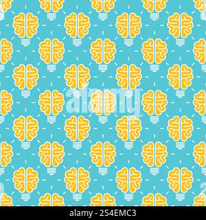 Big idea pattern design - seamless pattern with brain like lamp. Vector illustration. Idea pattern design - seamless pattern with brain lamp Stock Vector