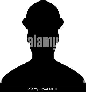 Avatar builder architect engineer in helmet view icon black color vector illustration flat style simple image Stock Vector