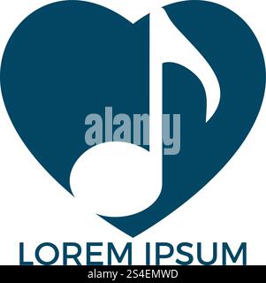 Musical note in heart icon vector design. Love music vector logo. Romantic music symbol. Stock Vector
