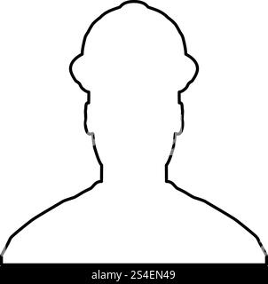 Avatar builder architect engineer in helmet view icon black color vector illustration flat style simple image Stock Vector