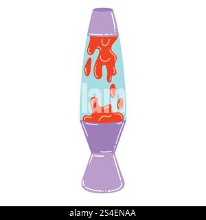 Retro Y2k cartoon lava lamp isolated on white background. Hypnotic night light. Stock Vector