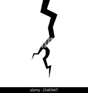 Broken wall with a crack. Textured damage. Surface cracks and fissures in ground, concrete, crevices from disaster. Stock Vector