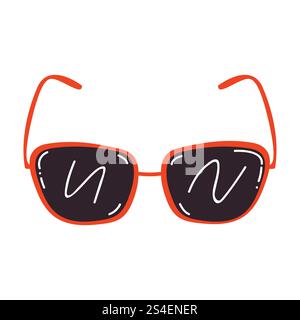 Cute cartoon sunglasses in flat style. Summer dark glasses isolated on white background. Stock Vector
