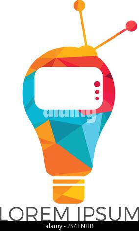 Bulb and television logo design. Creative Television program ideas. Stock Vector