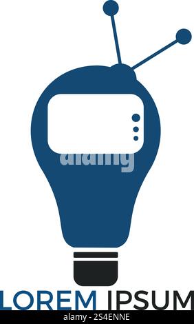 Bulb and television logo design. Creative Television program ideas. Stock Vector