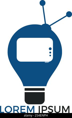 Bulb and television logo design. Creative Television program ideas. Stock Vector