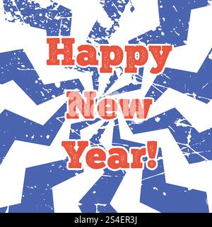 Brutal Happy New Year postcard. Greeting optical illusion card. Stock Vector