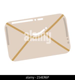 Cute cartoon envelope with letter in flat style. Merry Christmas design element. Stock Vector