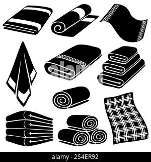 Bathroom towel vector icons. Towel for hygiene, illustration of soft cloth towels. Bathroom towel vector icons Stock Vector