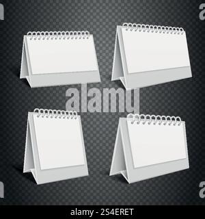 Blank desk paper calendar. Empty folded envelope with spring vector illustration. Mock up calendar year, month for business. Blank desk paper calendar. Empty folded envelope with spring vector illustration Stock Vector