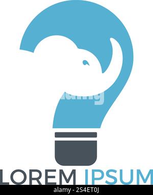 Elephant and light bulb logo design. Wise elephant children educational institute and organization concept design. Stock Vector
