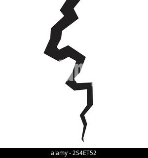 Broken wall with a crack on a surface. Textured damage isolated on a white background. Stock Vector