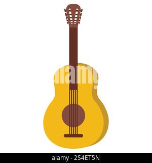 Cartoon guitar in flat style isolated on white background. Musical instrument. Stock Vector