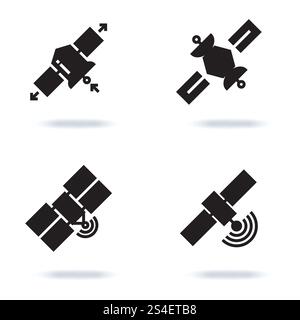 Satellite and orbit communication icons isolated on white background. Technology space vector illustration. Satellite and orbit communication icons isolated on white background Stock Vector