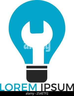 Smart Maintenance Logo. Light bulb and wrench icon design template. Stock Vector