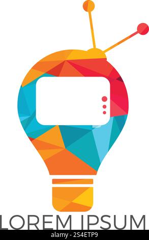 Bulb and television logo design. Creative Television program ideas. Stock Vector