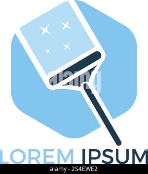 Cleaning service logo design. Concept of squeegee, purification, wet cleaning, mop, cleanup badge, sweeping. Stock Vector