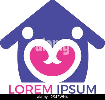 Love House Logo Design. Couple Home Icon. love house vector. Stock Vector