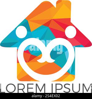 Love House Logo Design. Couple Home Icon. love house vector. Stock Vector