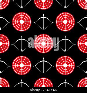 Archery seamless pattern - seamless texture with red target and shootings bow. Vector illustration. Archery seamless pattern - seamless texture red target Stock Vector