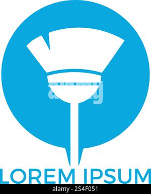 Cleaning service logo design. Concept of squeegee, purification, wet cleaning, mop, cleanup badge, sweeping. Stock Vector
