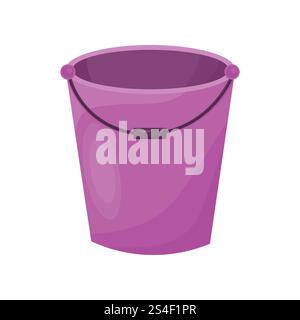 Cartoon bucket in flat style isolated on white background. Stock Vector
