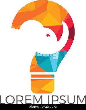 Elephant and light bulb logo design. Wise elephant children educational institute and organization concept design. Stock Vector