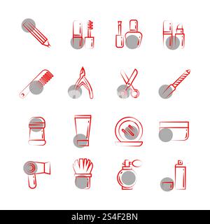 Thin line cosmetics icons on white background. Simple outline fashion cosmetic. Vector illustration. Thin line cosmetics icons on white background Stock Vector