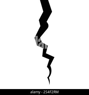 Broken wall with a crack. Textured damage. Breaks on land surface from earthquake. Stock Vector