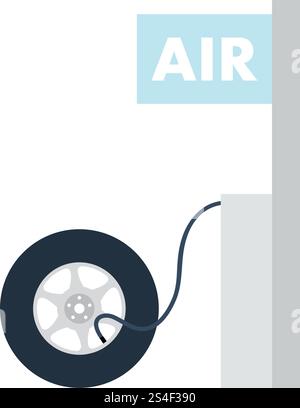 Wheels pump station icon. Flat color design. Vector illustration. Stock Vector