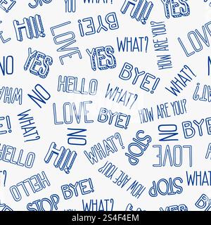 Hand drawn sketch different messages seamless pattern backgroun. Vector illustration. Hand drawn sketch different messages seamless pattern Stock Vector