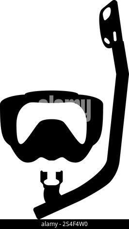 Diving mask with breathing tube Diving snorkel Equipments for swimming Snorkeling concept Swimming equipment icon black color vector illustration flat style simple image Stock Vector